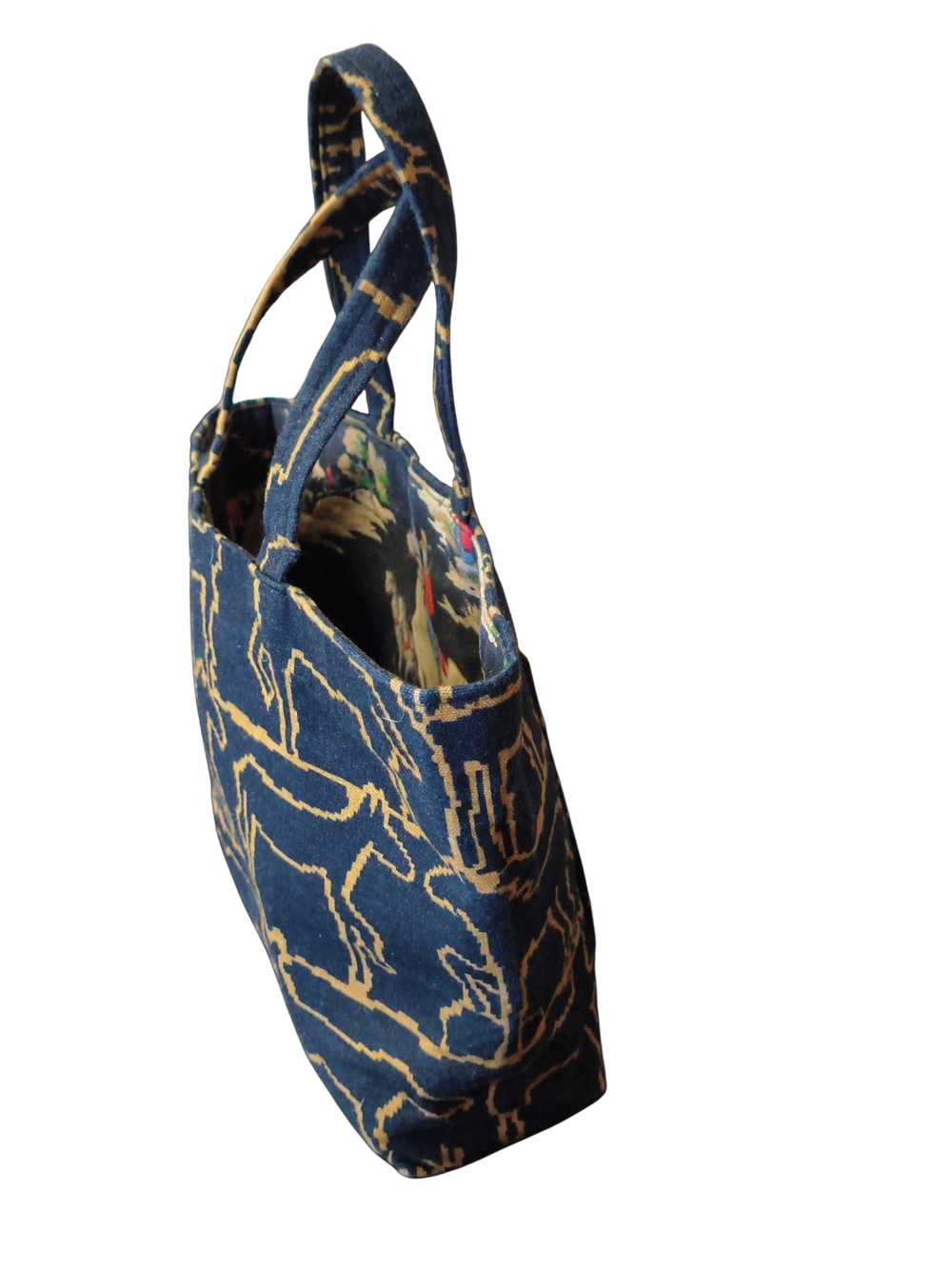 Handmade Black and Gold Animal Western Cowboy Pattern Tote Handbag - Picture 5 of 7